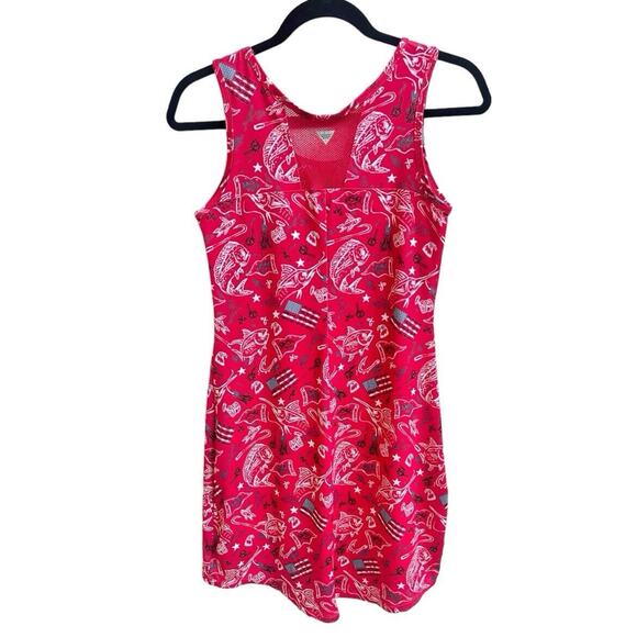 Columbia PFG Midway Bay Red Spark Americana Omni Wick Freeze Dress Fishing Sz S - Picture 3 of 7